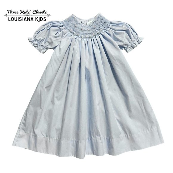 Simply Smock 12m Pastel Blue Rosebud Smocked Bishop Dress
